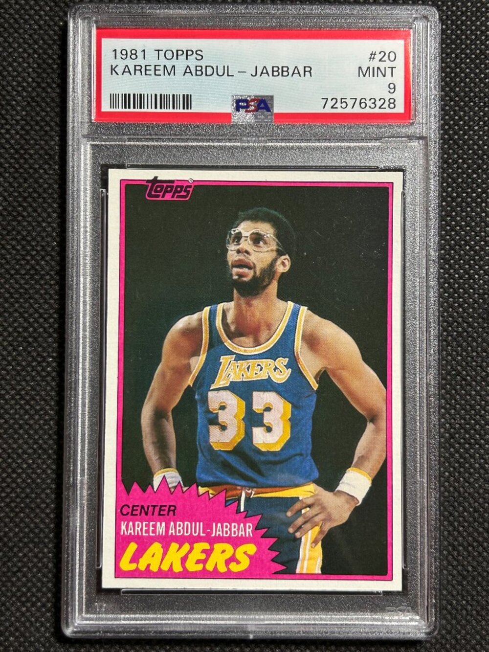 1981 Topps Basketball #20 Kareem Abdul-Jabbar Lakers HOF PSA 9 MINT